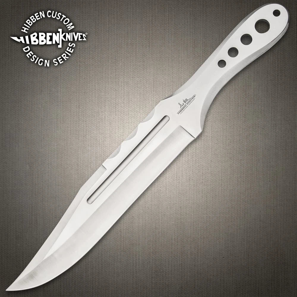 Hibben III throwing knife with 3Cr13 stainless steel and black leather sheath