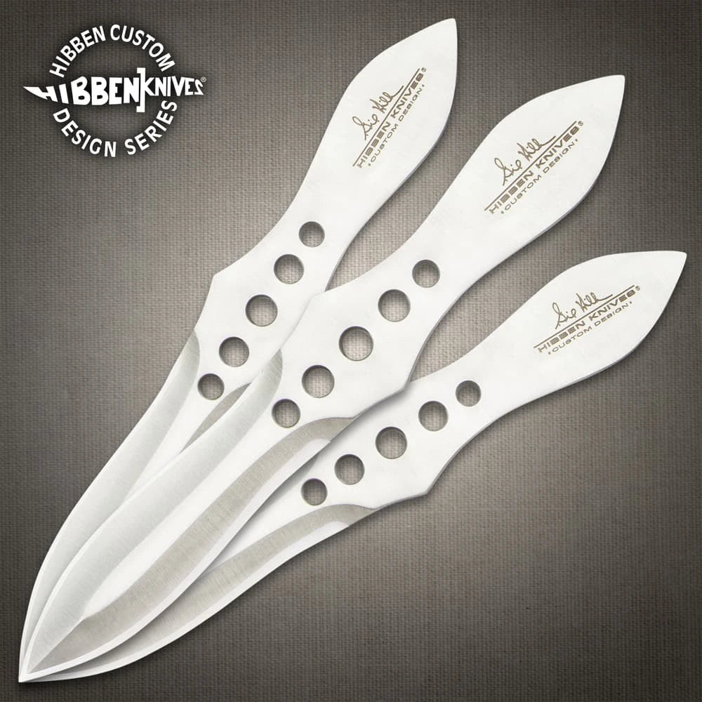 Hibben three-piece Master Thrower set with 3Cr13 stainless steel and nylon belt sheath