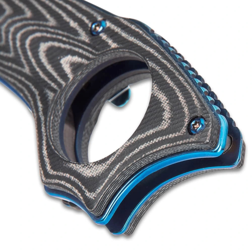 Elite Hibben Warbird folding karambit deployed view