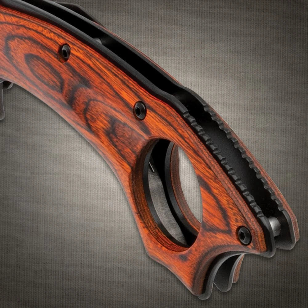 Elite Hibben Warbird folding karambit deployed view