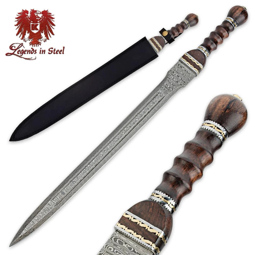 Premium Historical Gladiator Damascus Steel Sword with damascus steel.