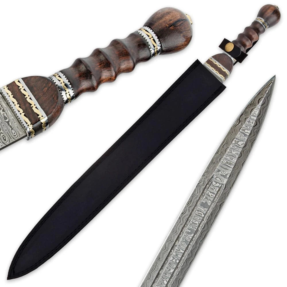 Premium Historical Gladiator Damascus Steel Sword with damascus steel.