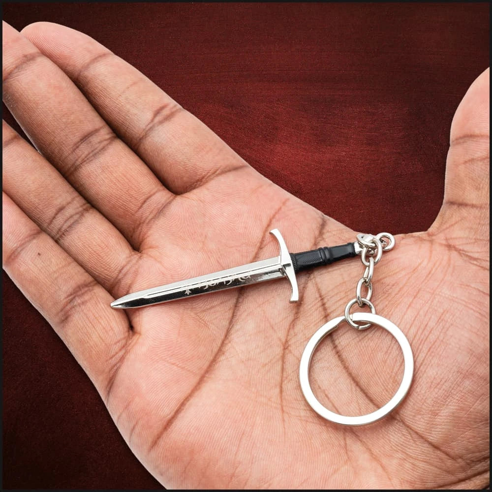 Honshu Crusader Quillon dagger keychain with 2-inch stainless blade and metal ring for EDC