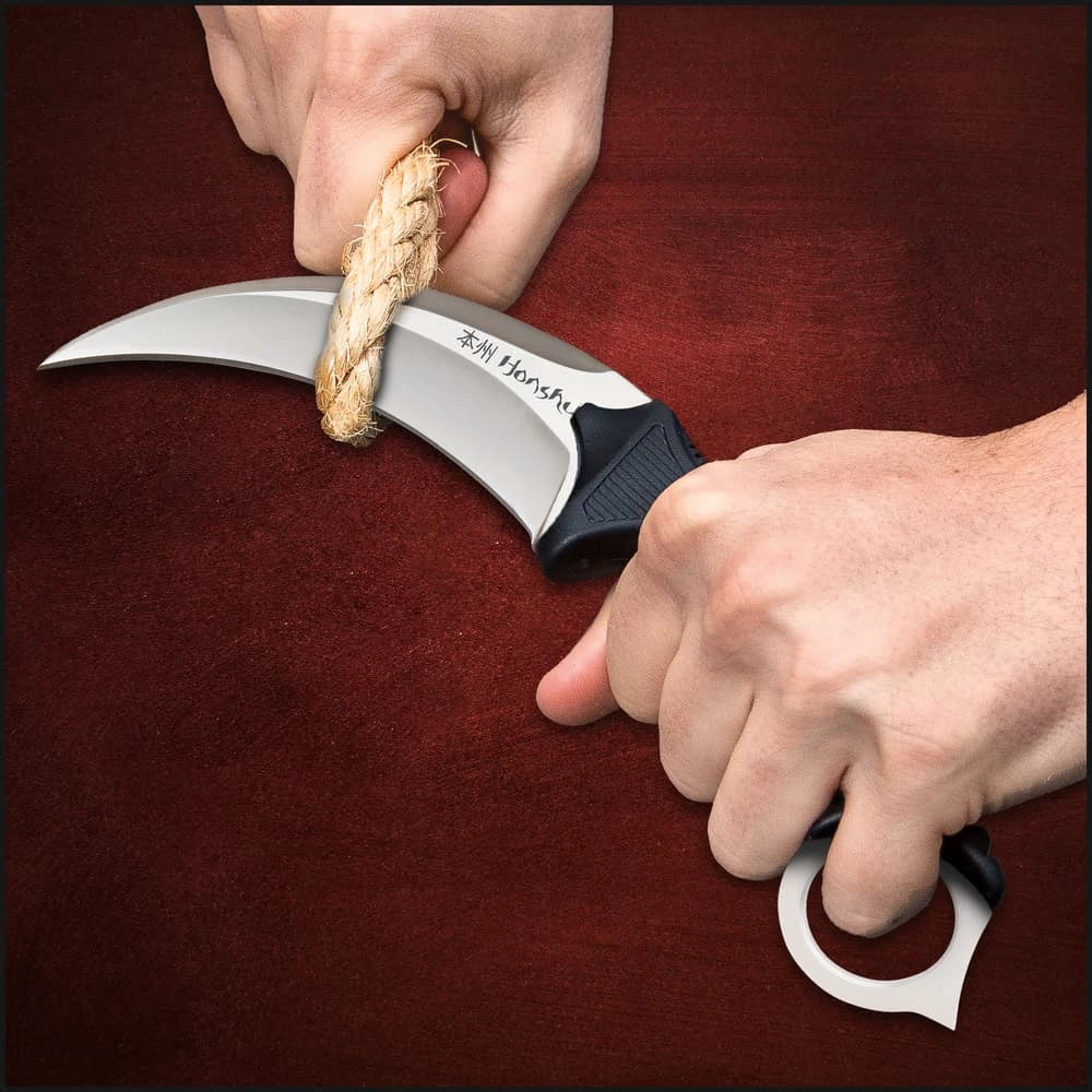 Honshu Silver Karambit fixed blade full view