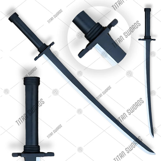 Premium Ichigo Tensa Zangetsu Wooden Sword Replica with black finish.