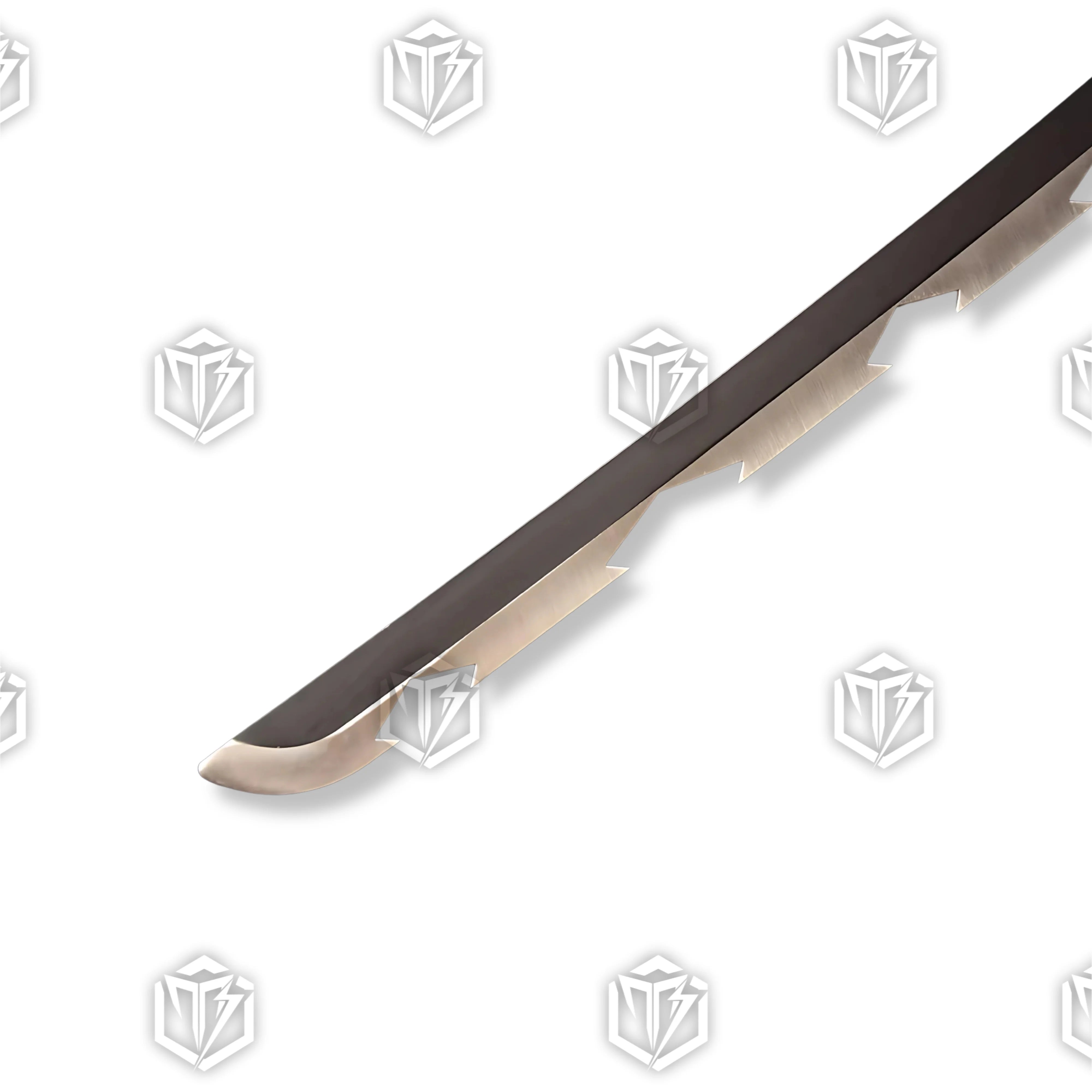 Premium Inosuke Hashibira Demon Slayer Nichirin Sword Replica with indigo-gray blade.