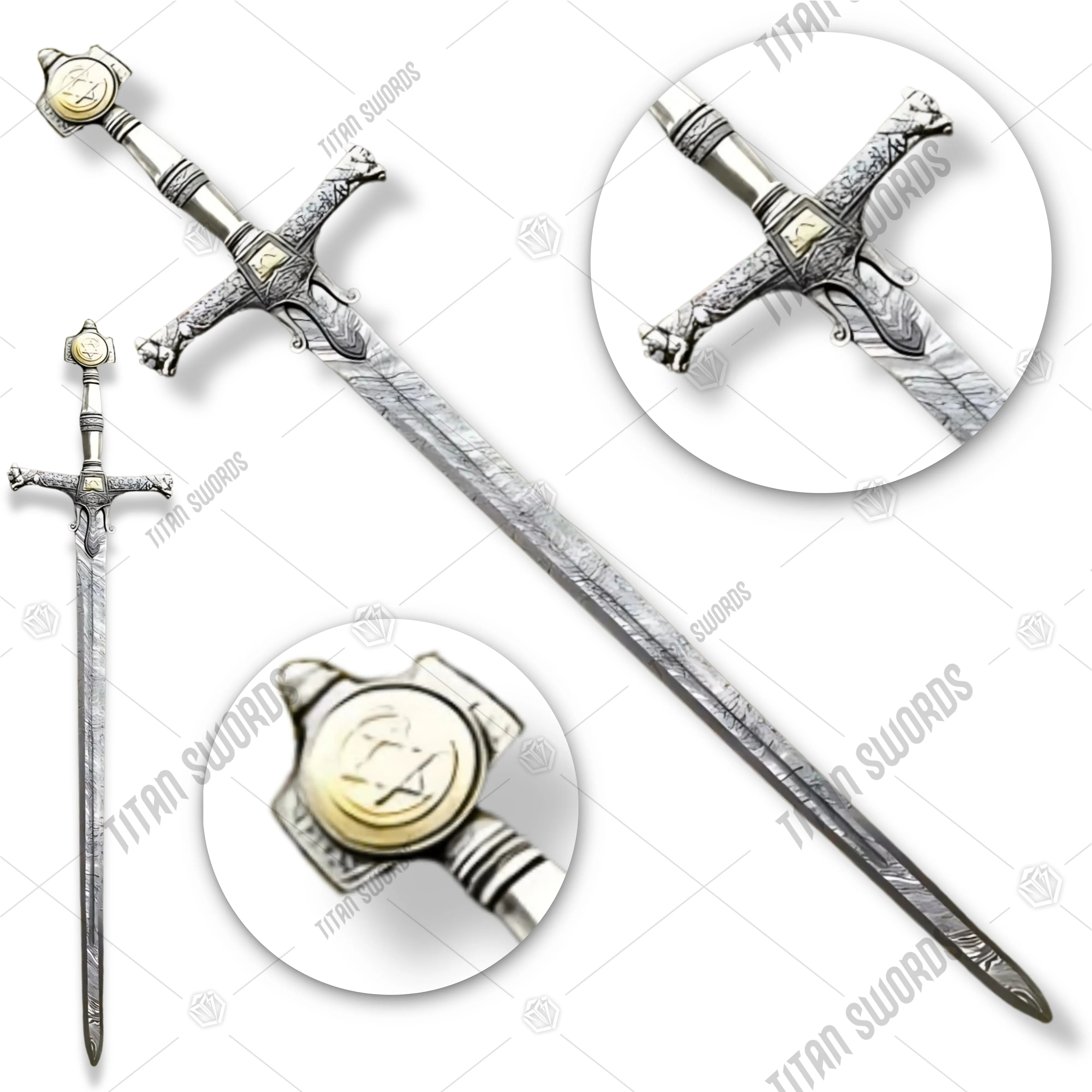 Premium King Solomon Star of David Sword Replica with Damascus steel.