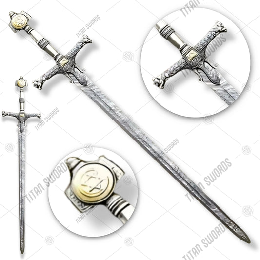 Premium King Solomon Star of David Sword Replica with Damascus steel.