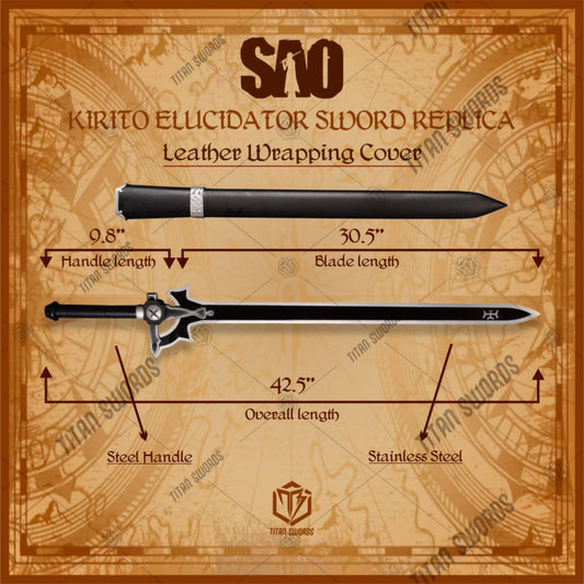 Premium Kirito Elucidator Sword Replica From SAO with black blade.