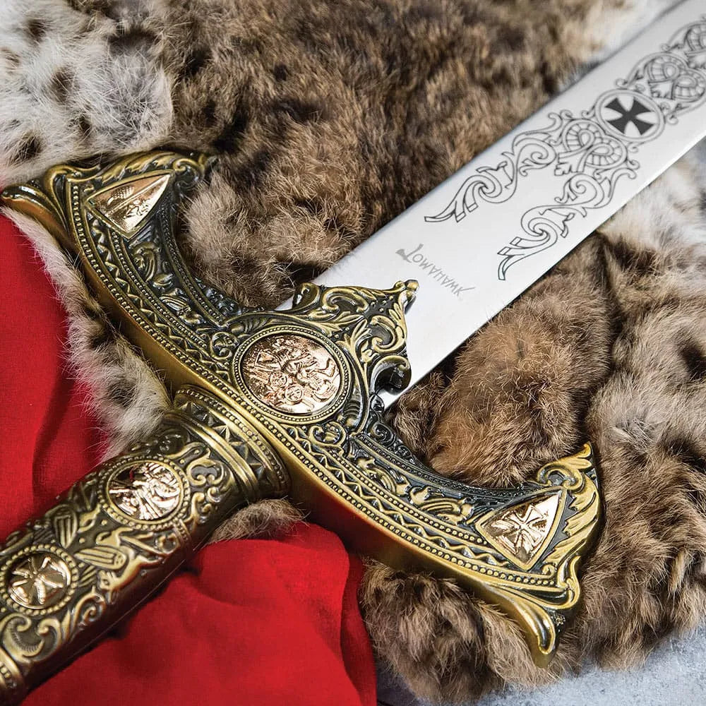 Legends In Steel Knights Templar long sword wall plaque with 36-inch stainless blade for display