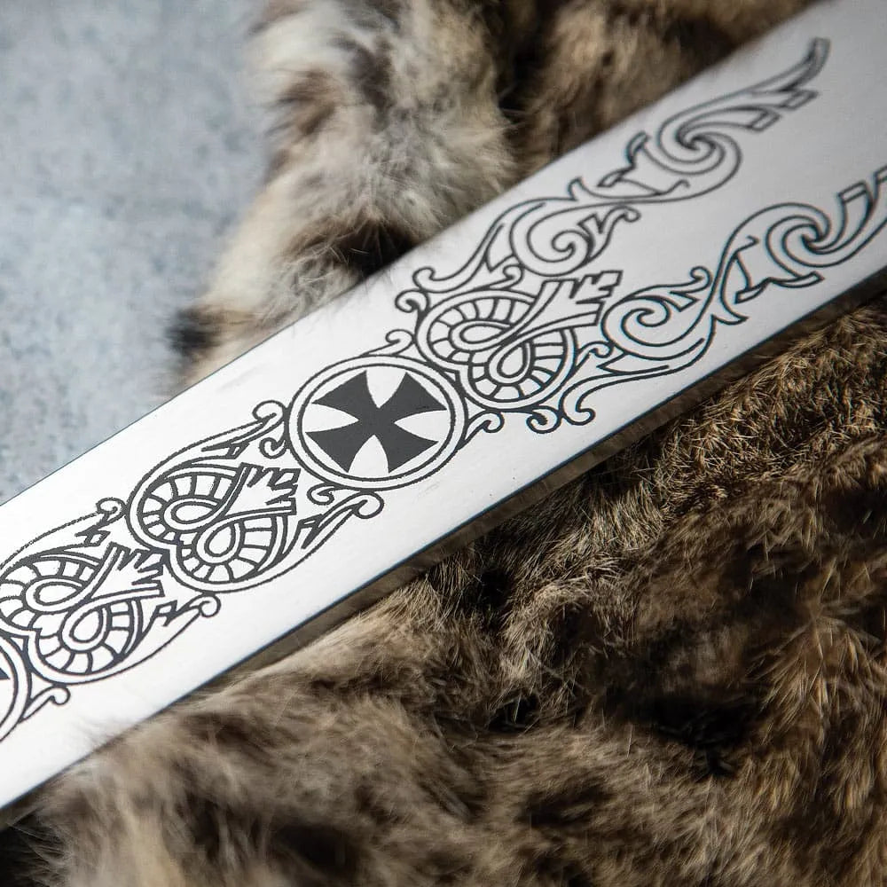 Legends In Steel Knights Templar long sword wall plaque with 36-inch stainless blade for display