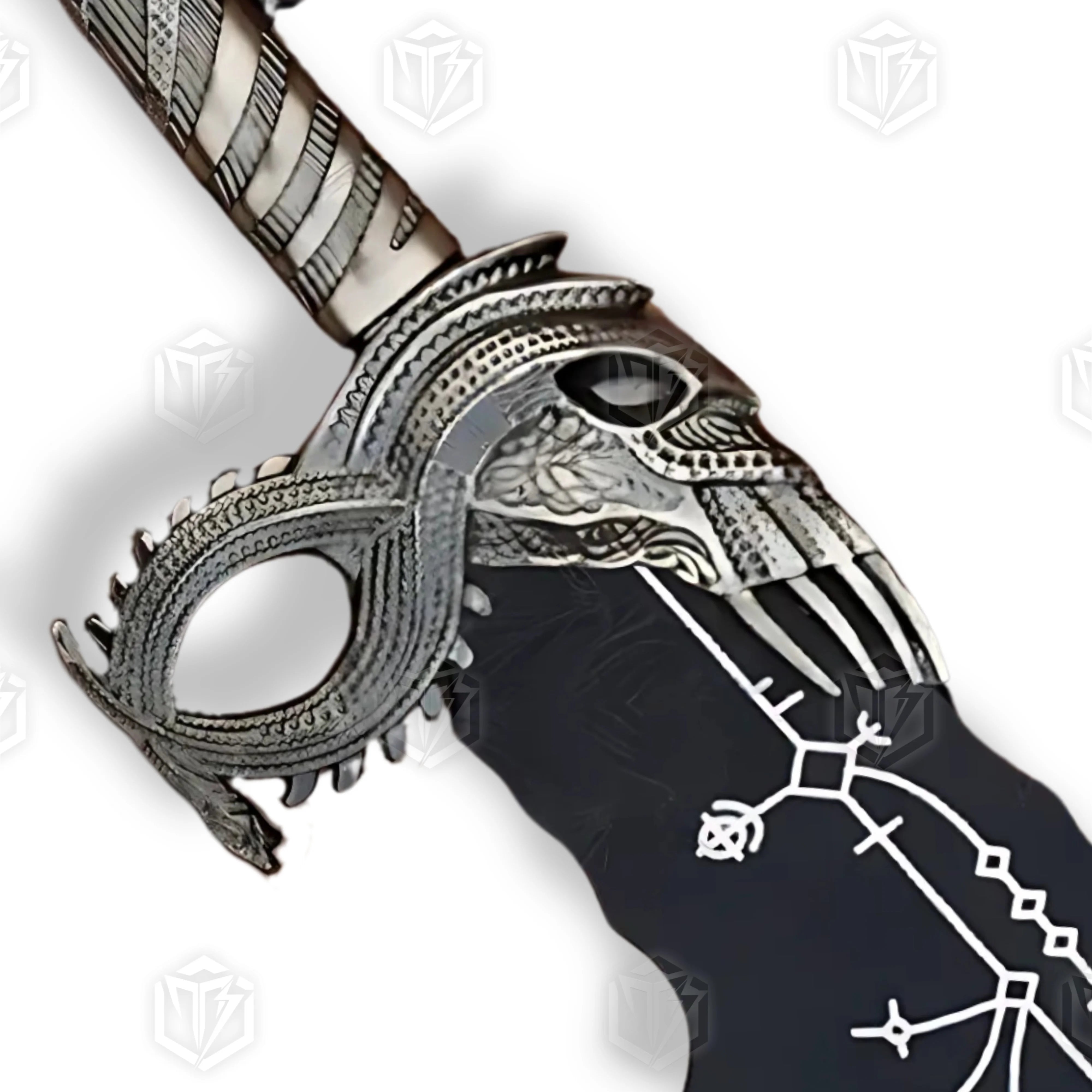 Premium Kratos Norse Black Blades of Chaos Replica GOW with Ebony Plaque