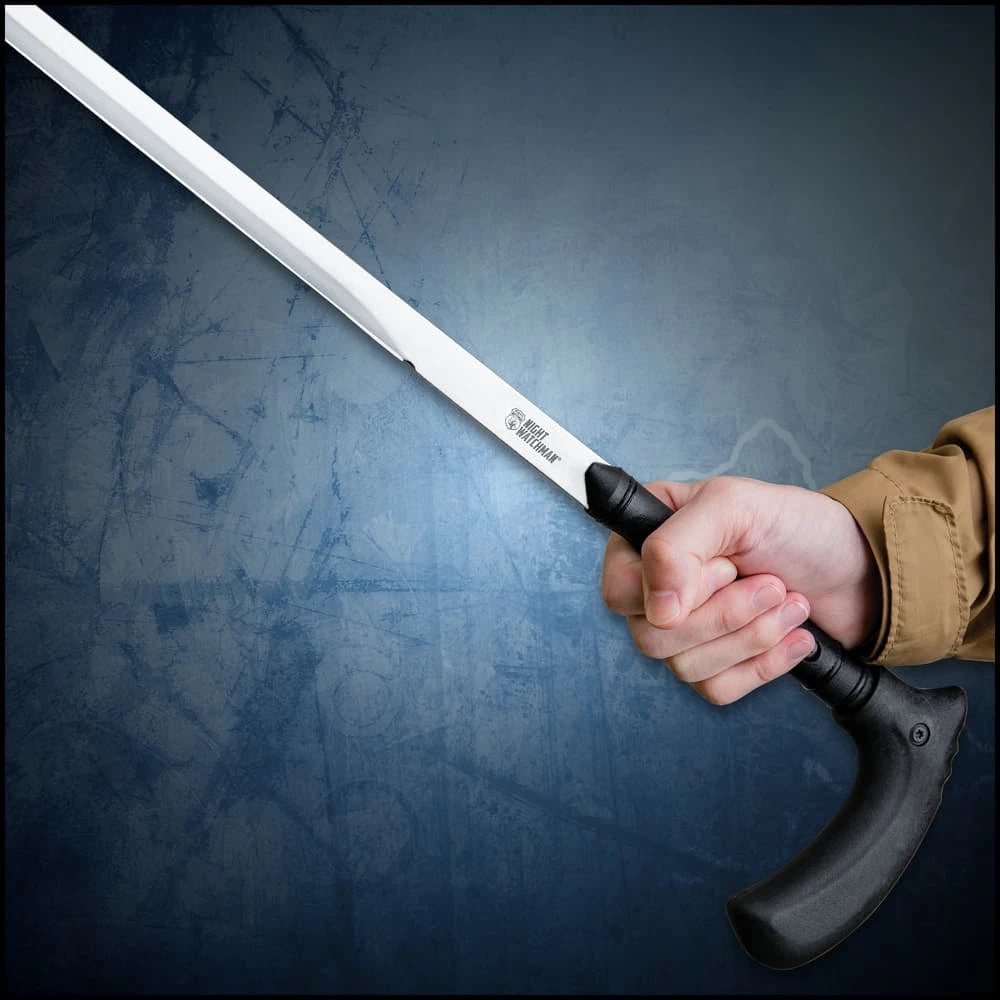 Night Watchman stealth defender sword cane with 25-inch 1060 blade and nylon handle for mobility