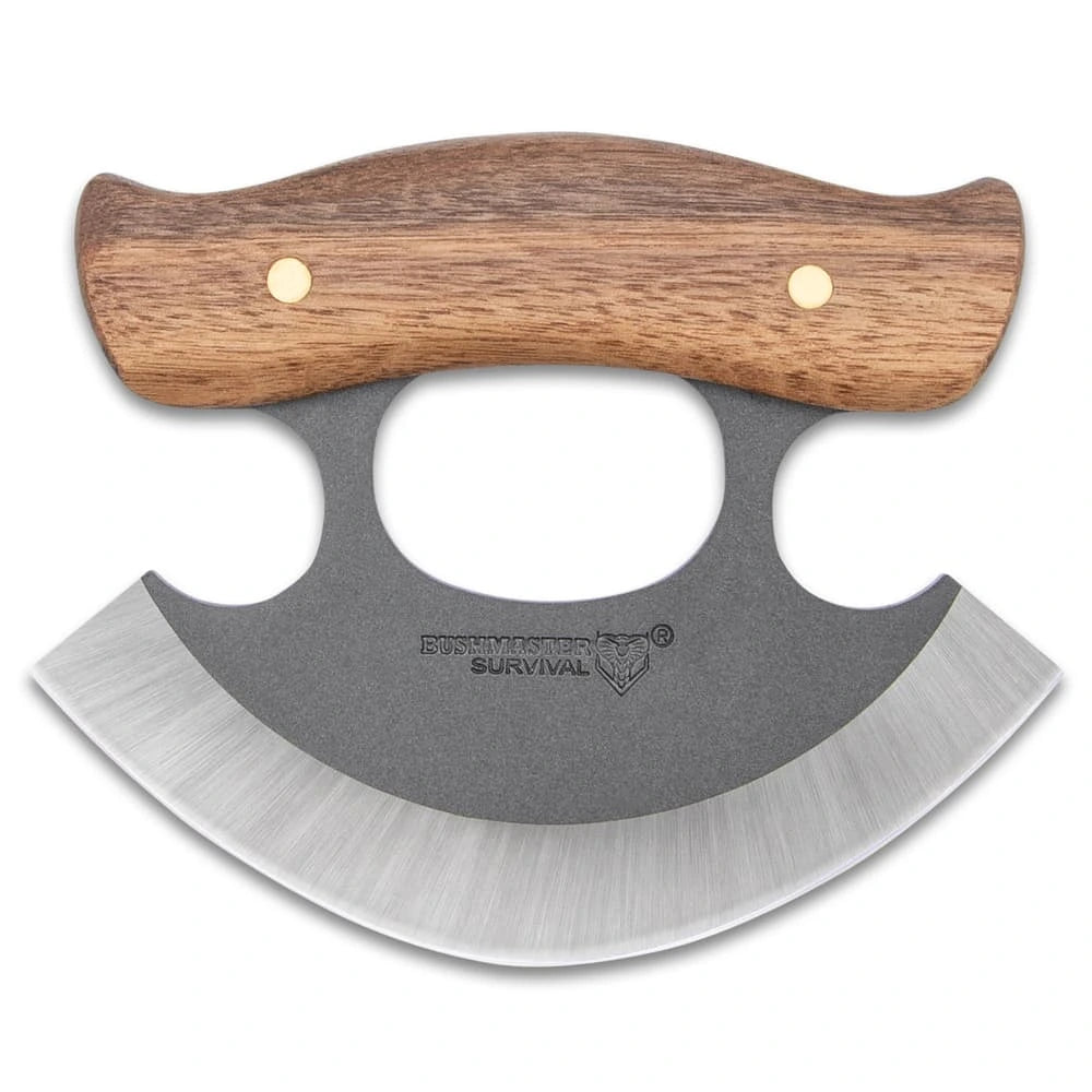Rough-forged curved blade closeup Bushmaster ulu