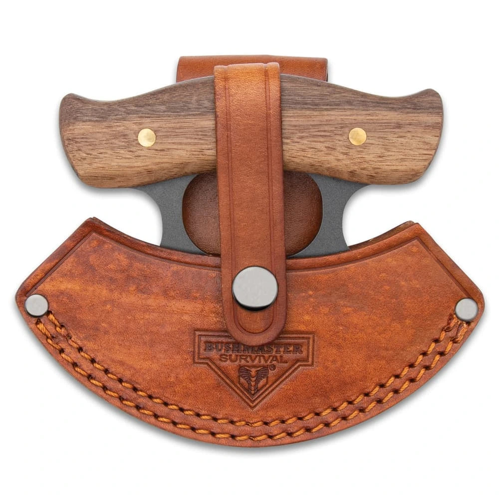 Rough-forged curved blade closeup Bushmaster ulu
