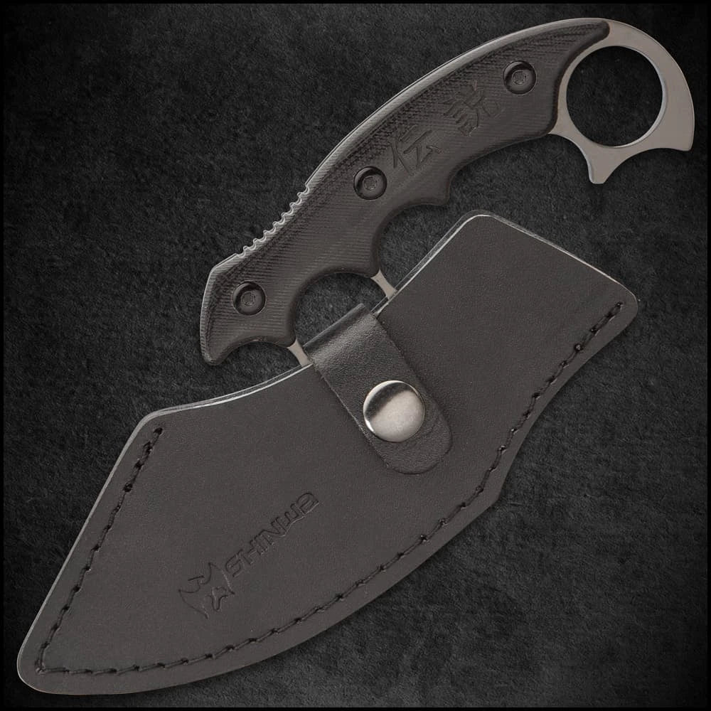Premier Shinwa Kandao Ulu knife full view with sheath
