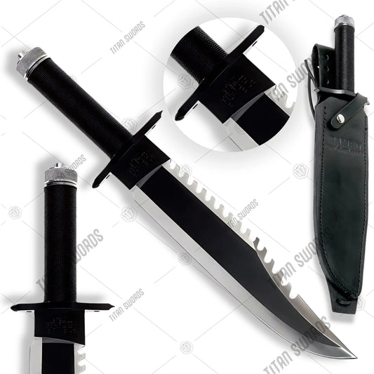 Premium Rambo First Blood Part II Knife Fixed Blade with survival kit.