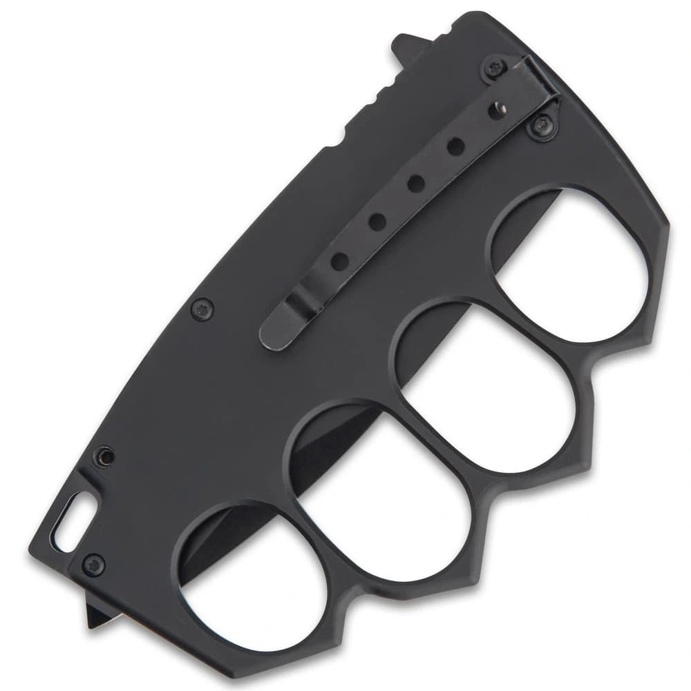 Rampage trench folding knuckle knife open view