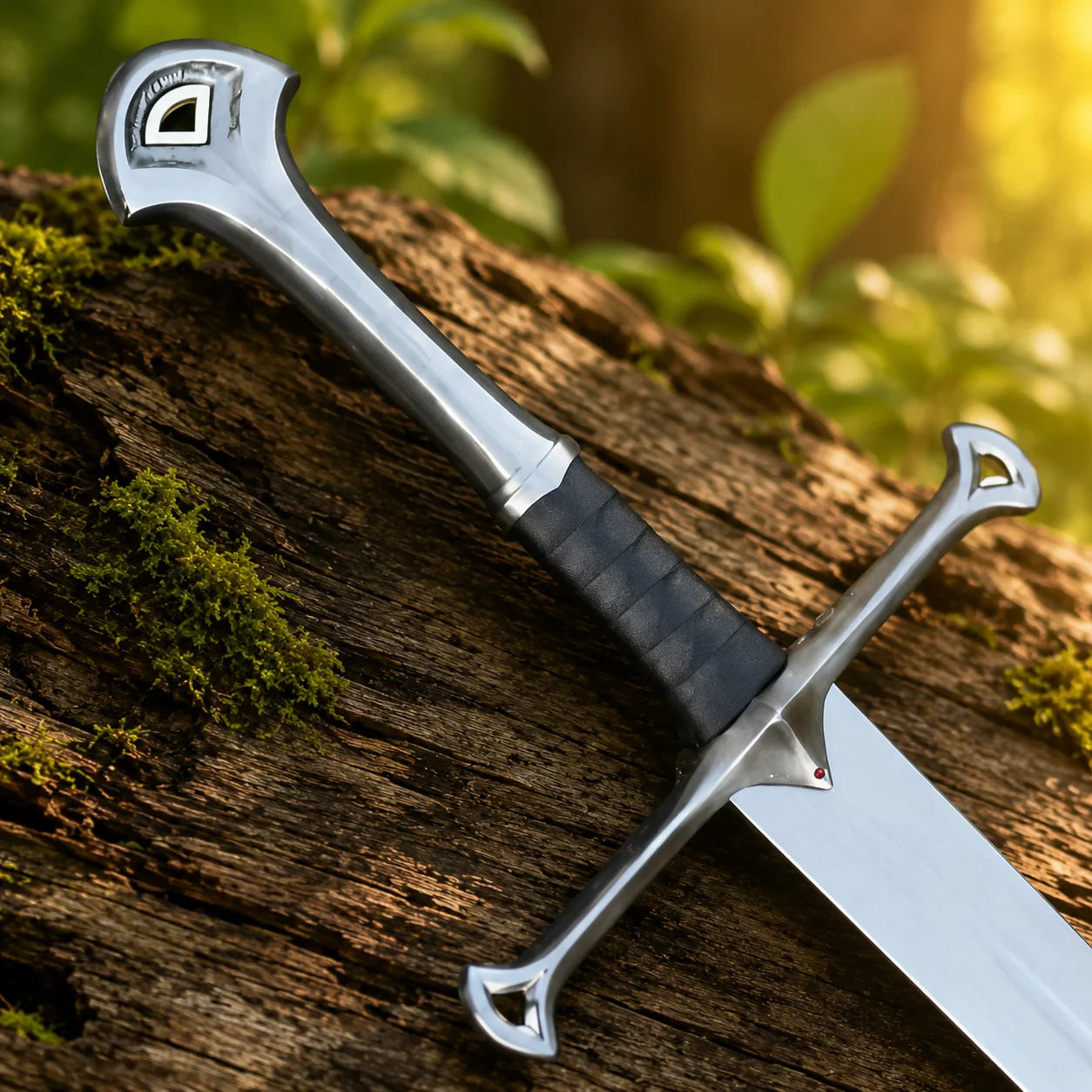 Shards of Narsil LOTR decorative display replica featuring a shattered silver blade with an detailed crossguard and a ribbed black grip.