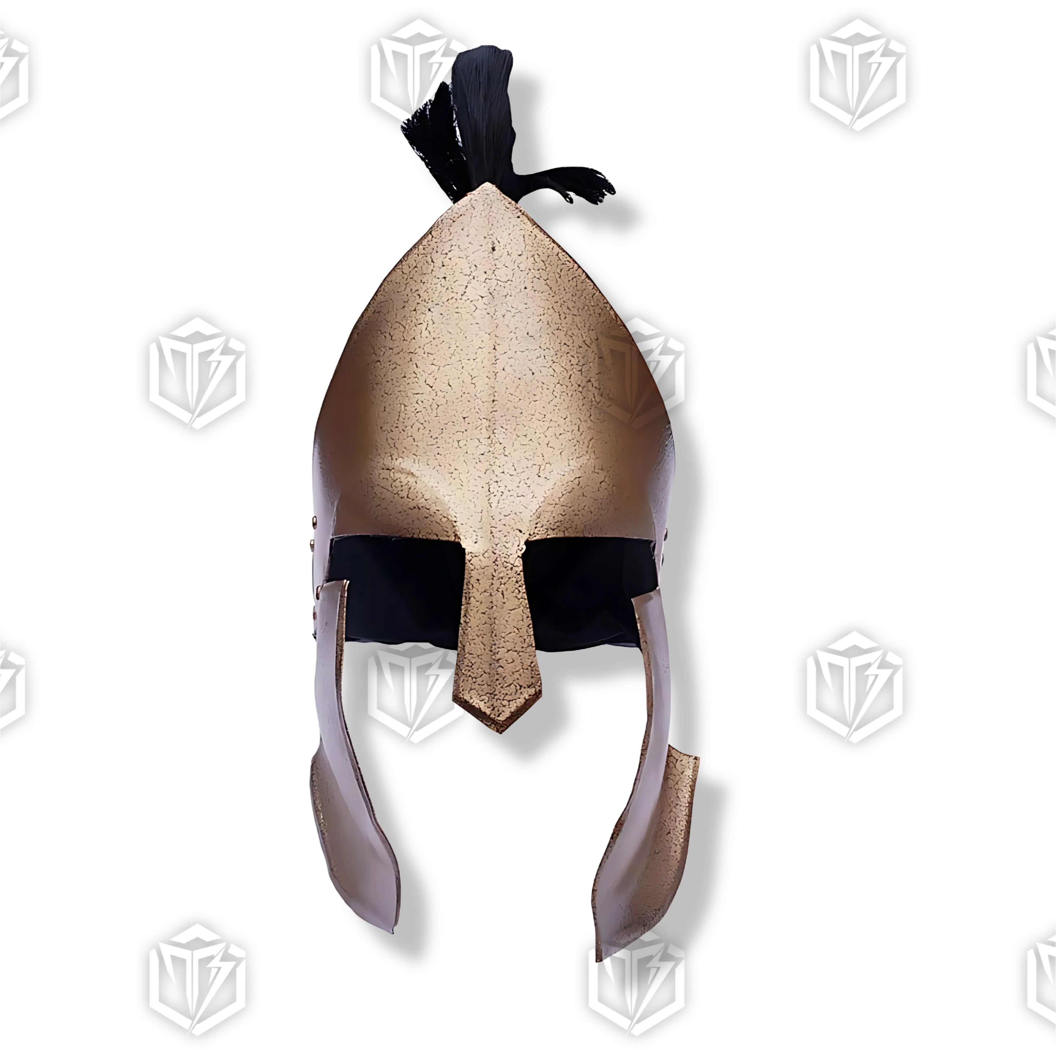 Premium Spartan 300 Movie Helmet Replica With Hairs with crimson plume.