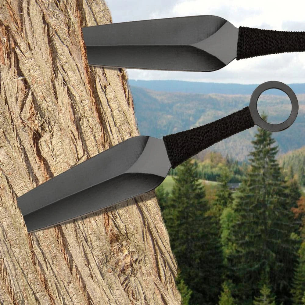 Triple Threat kunai throwing knife set with sheath for outdoor target practive