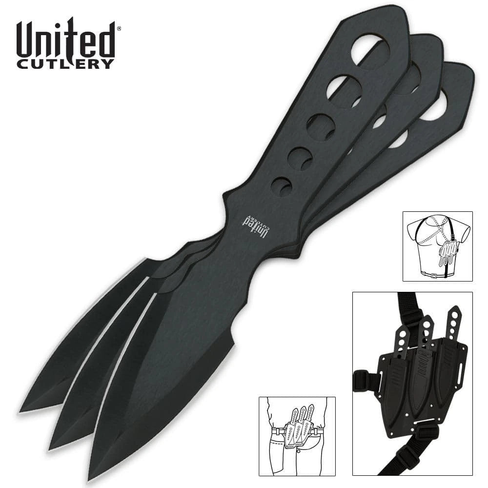 United Cutlery Lightning Bolt triple throwing set for outdoor target practive