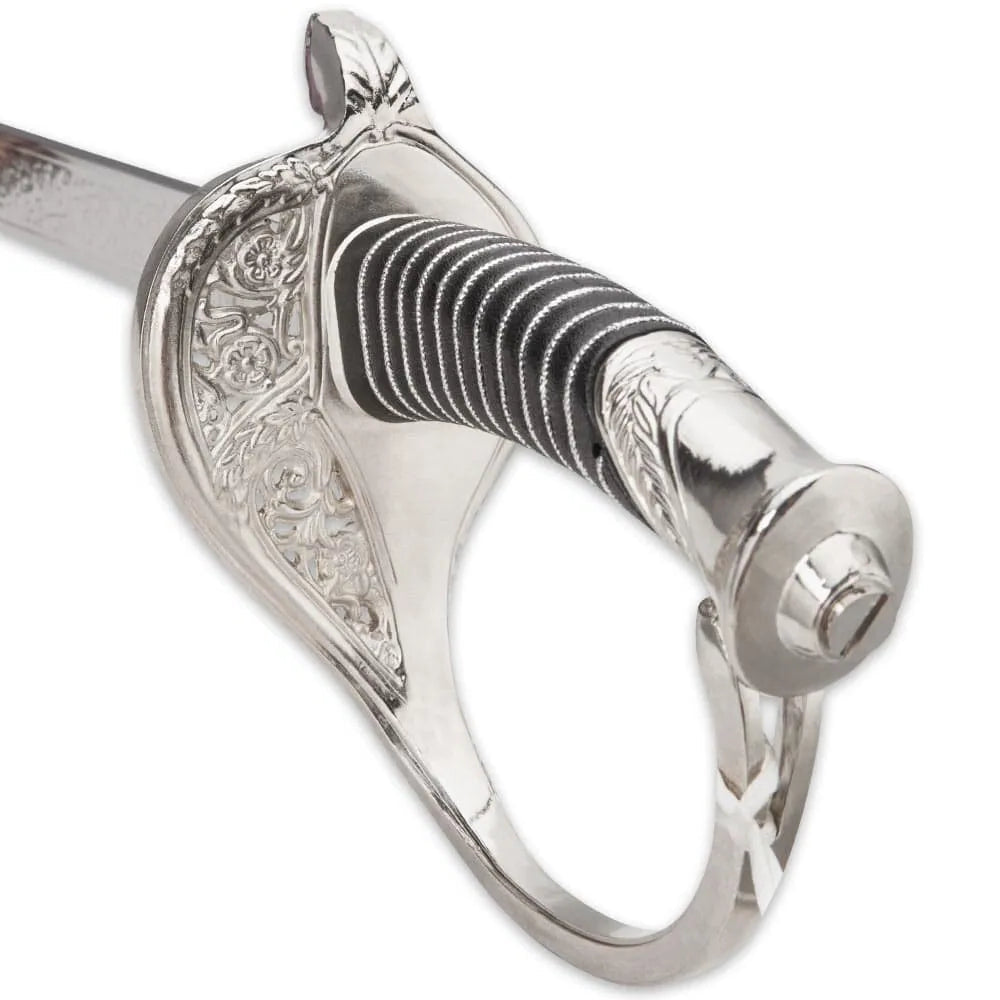 USMC official ceremonial saber with 29-inch embossed stainless blade and faux leather scabbard