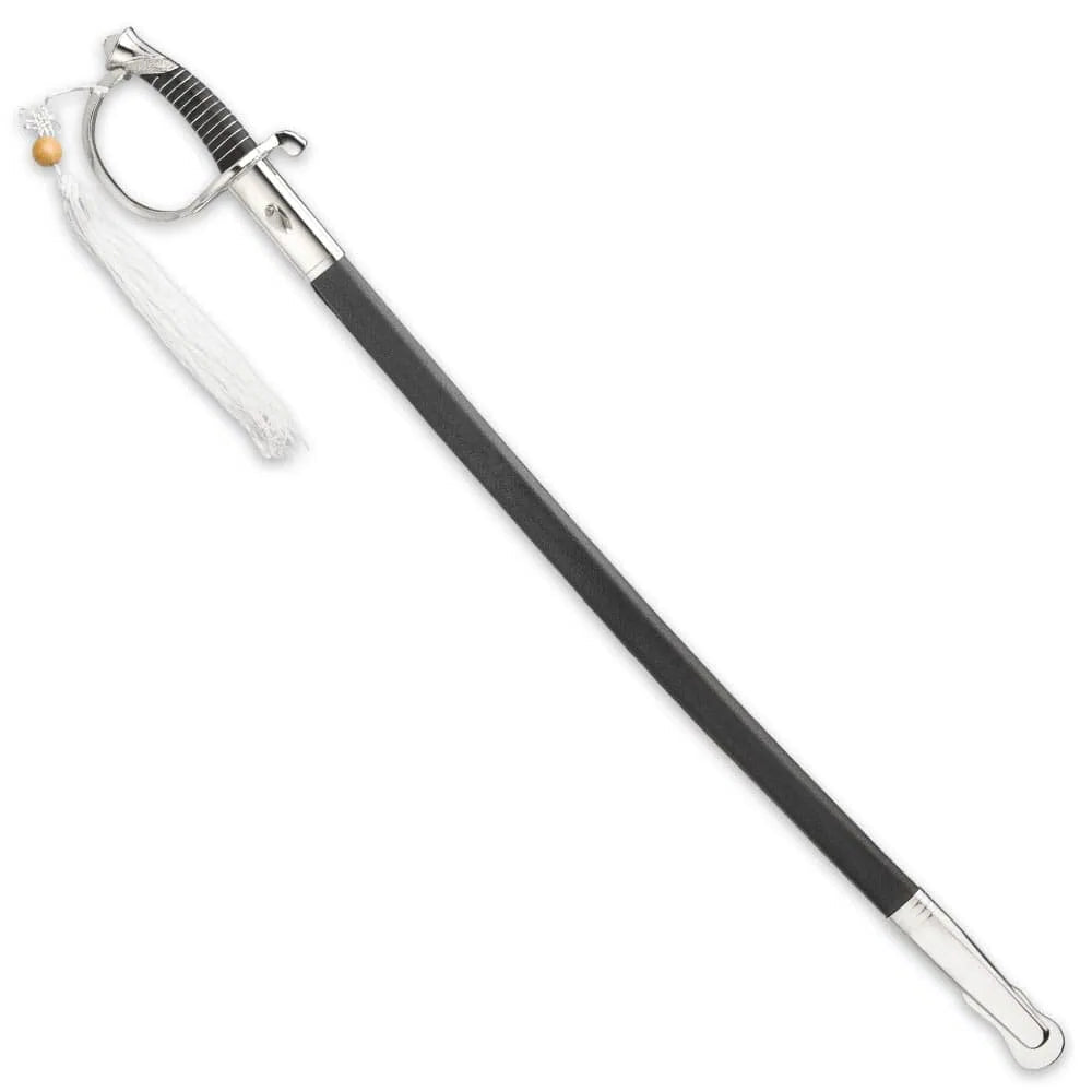 USMC official ceremonial saber with 29-inch embossed stainless blade and faux leather scabbard