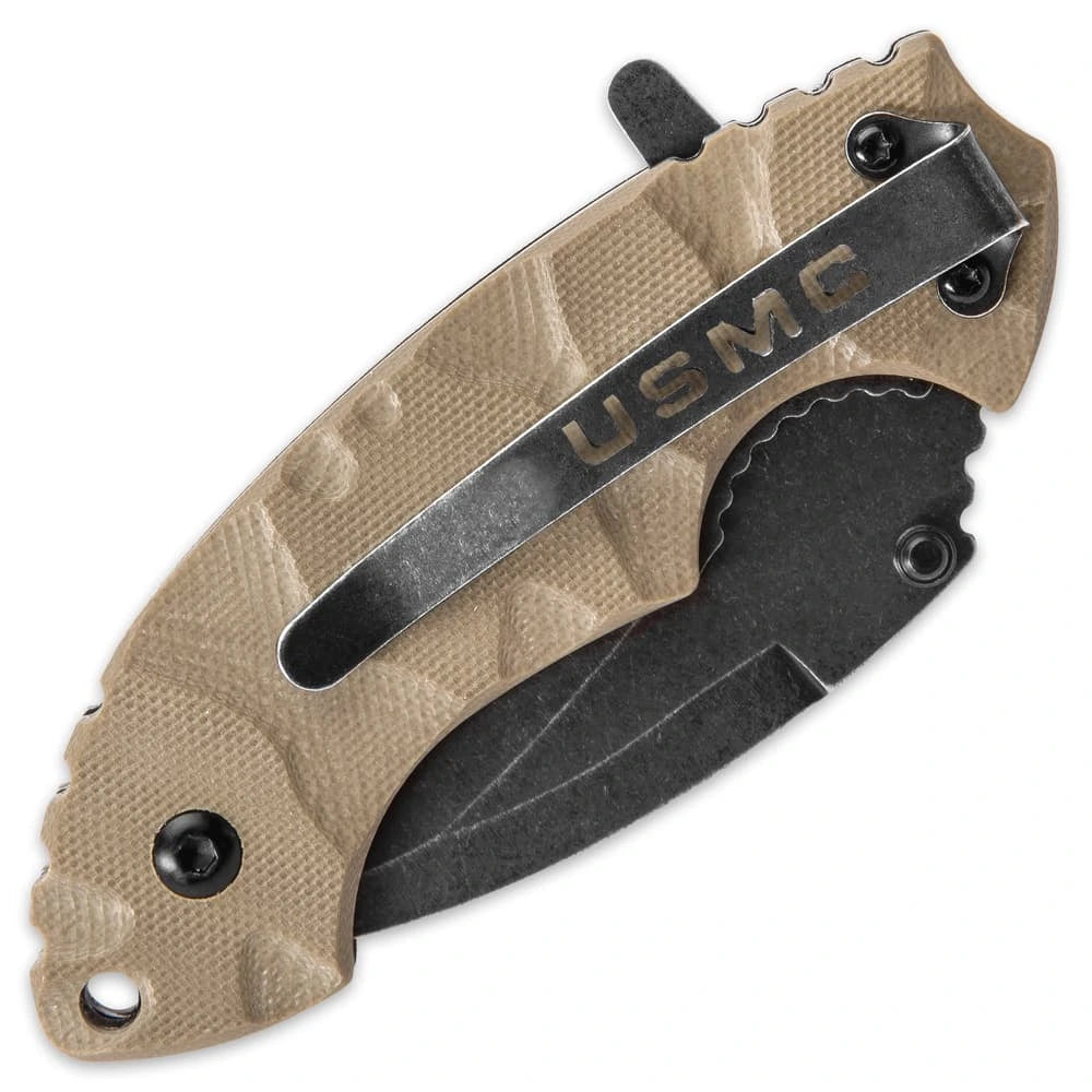 USMC Scorching Sands hawkbill knife open view