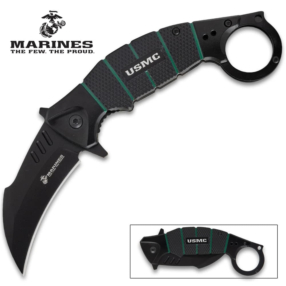 USMC War Claw Karambit knife open view