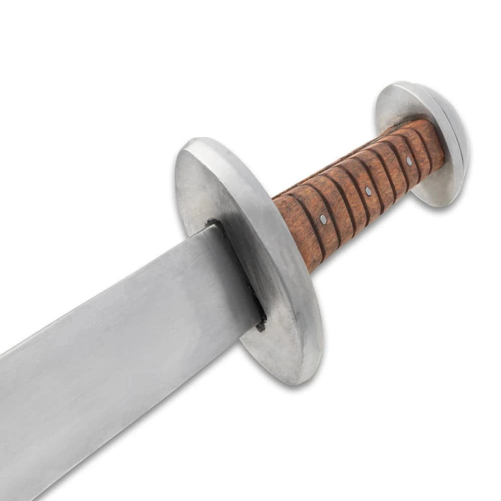 Viking Warrior prop replica with blunt display edge and wooden handle