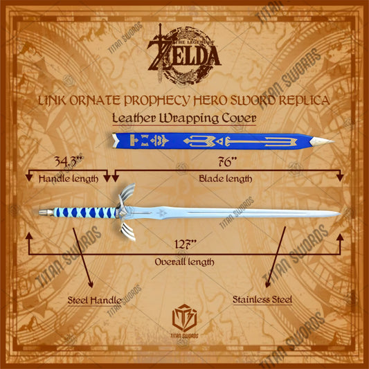 Premium Zelda Link Skyward Sword Goddess Replica with Triforce engravings.