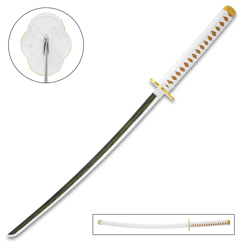 Premium Zenitsu Agatsuma Nichirin Demon Slayer Sword Replica with carbon steel blade.